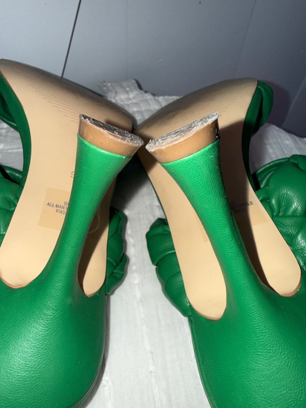 GUESS Green Braided Double-Strap Slide Heels - Picture 6 of 8